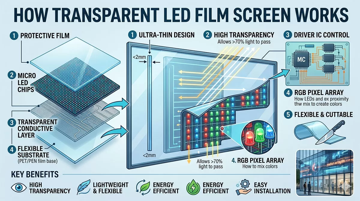How Transparent LED Film Screen Works