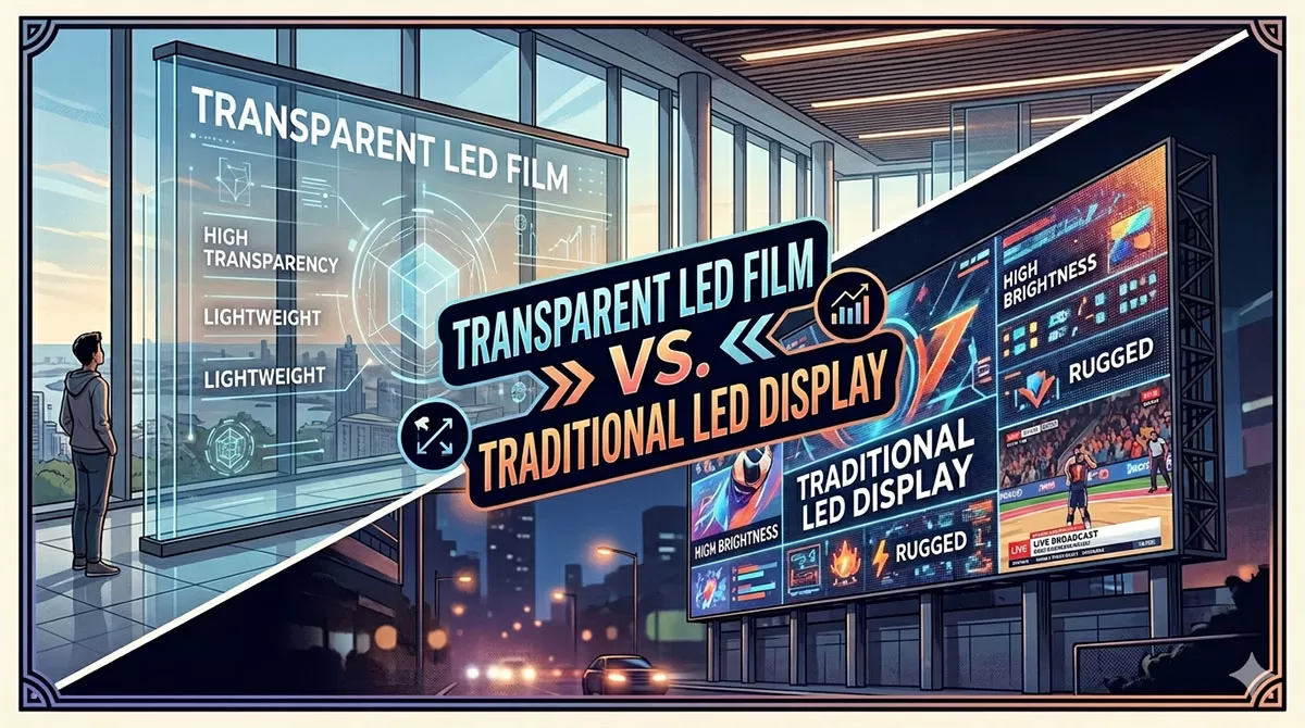 transparent led film screen vs traditional led screen